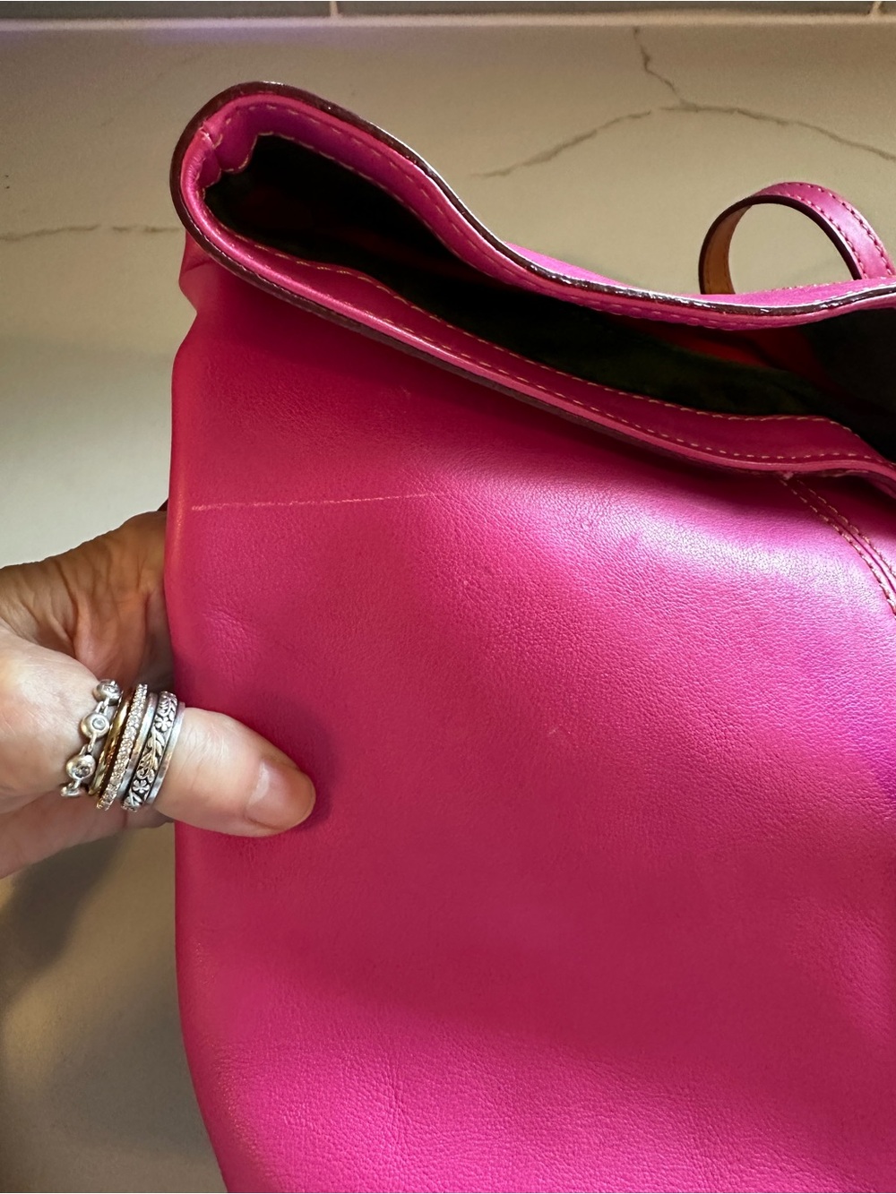 Women's Dooney &Bourke Hot Pink Leather Fold-Over Cross Body bag - Picture 12 of 14